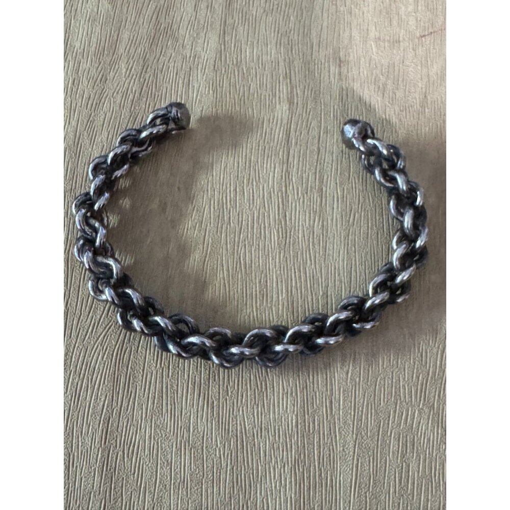 Chainmaille Silverplate Viking Cuff  Woven Dark  Silver Bracelet 6 1/2" - Picture 2 of 7
